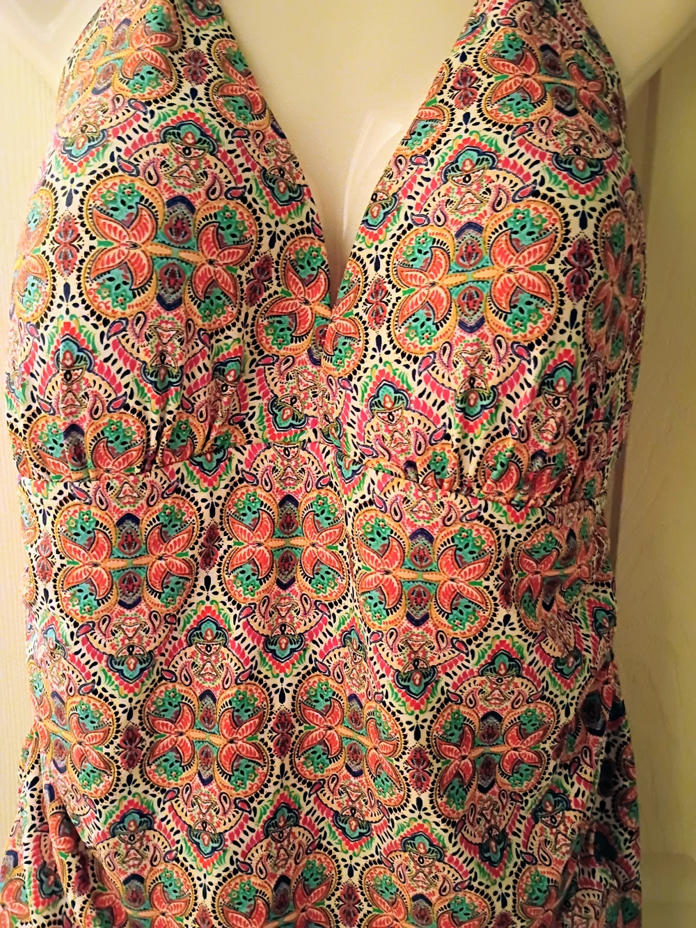 Chaps Multicolor Paisley V-Neck Top And Black Swim Bottom